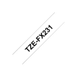 Brother | TZe-FX231 Flexible ID Laminated Tape | Black on White | TZe | 8 m | 1.2 cm