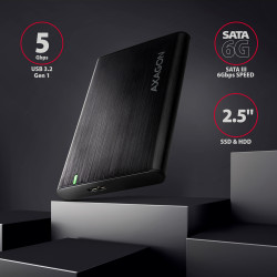 AXAGON Screwless aluminum USB 3.2 Gen 1 - SATA 6G external box for 2.5" SSD/HDD | EE25-A6M