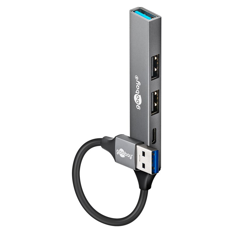 Goobay Slim 4-Port USB Hub, USB-A to USB-C/USB-A, 5 Gbit/s | 74458