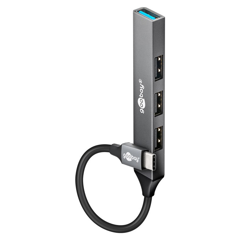 Goobay Slim 4-Port USB Hub, USB-C to USB-A, 5 Gbit/s | 74457