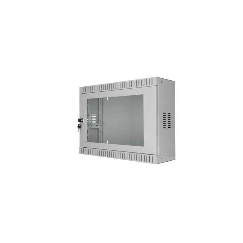 SOMI Networks | 3U, 19 Standard Vertical Installation Vertical Mount Cabinet | 3U-54/18SNC | Gray | Cable Entrances Glass Doors 