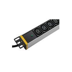 SOMI Networks | 1U, 19 , 12x C13 Aluminium PDU Power Panel with Indicator | PDU12C13ASP | Silver | No Switch No Protection Schuk