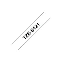 Brother | TZe-S121 Strong Adhesive Laminated Tape | Black on Clear | TZe | 8 m | 9 cm