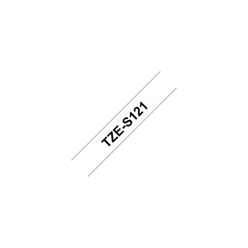 Brother | TZe-S121 Strong Adhesive Laminated Tape | Black on Clear | TZe | 8 m | 9 cm