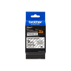 Brother | TZe-S121 Strong Adhesive Laminated Tape | Black on Clear | TZe | 8 m | 9 cm