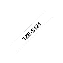 Brother | TZe-S121 Strong Adhesive Laminated Tape | Black on Clear | TZe | 8 m | 9 cm