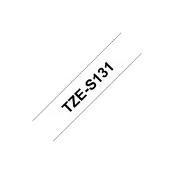 Brother | TZe-S131 Strong Adhesive Laminated Tape | Black on Clear | TZe | 8 m | 1.2 cm