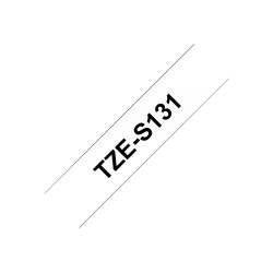 Brother | TZe-S131 Strong Adhesive Laminated Tape | Black on Clear | TZe | 8 m | 1.2 cm