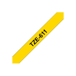 Brother | TZe-611 Laminated Tape | Black on Yellow | TZe | 8 m | 6 cm