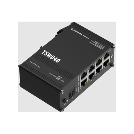 Teltonika Industrial Switch | TSW040 | Unmanaged | DIN rail mountable | 10/100 Mbps (RJ-45) ports quantity 8 | PoE+ ports quanti
