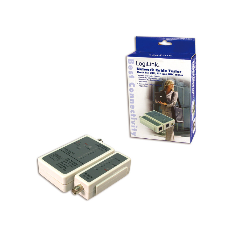 Logilink | Cable tester for RJ45 and BNC with remote unit