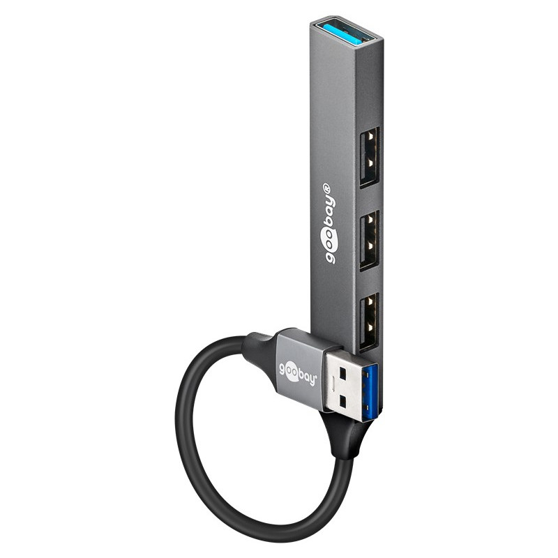 Goobay Slim 4-Port USB Hub, USB-A to USB-A, 5 Gbit/s | 74456