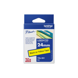 Brother | TZe-651 Laminated Tape | Black On Yellow | TZe | 8 m | 2.4 cm