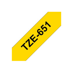 Brother | TZe-651 Laminated Tape | Black On Yellow | TZe | 8 m | 2.4 cm