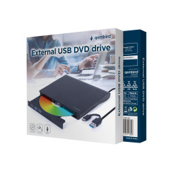 Gembird | External USB DVD Drive | DVD-USB-03 | Interface USB 3.1 Gen 1 | DVD RW ( R DL) / DVD-RAM | CD read speed 24 x | CD wri