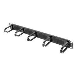 Lanberg 19" cable management brush panel 5 rings type B 1U | AK-1203-B | Black