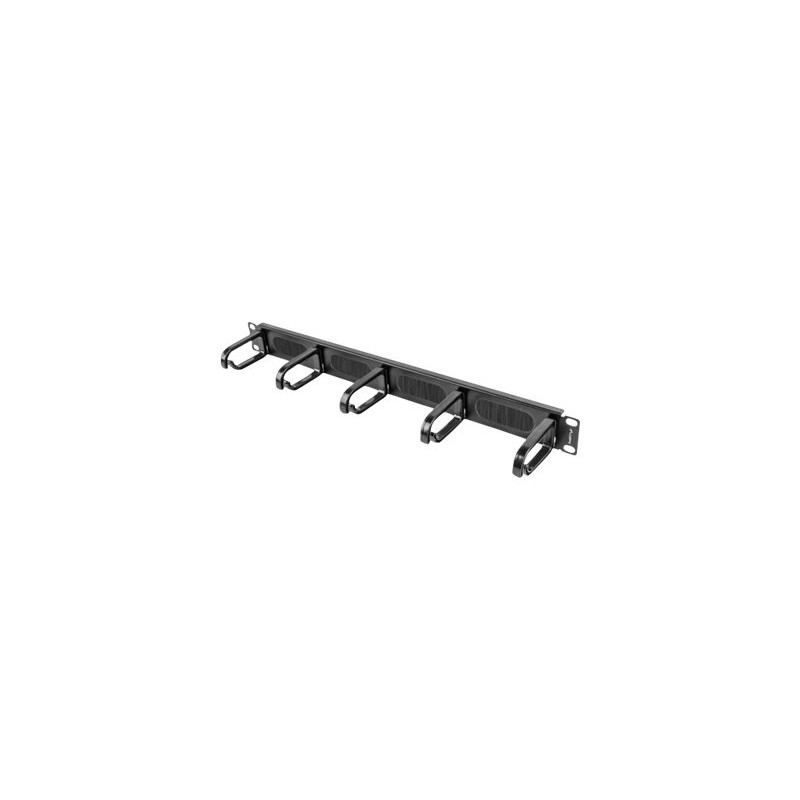 Lanberg 19" cable management brush panel 5 rings type B 1U | AK-1203-B | Black