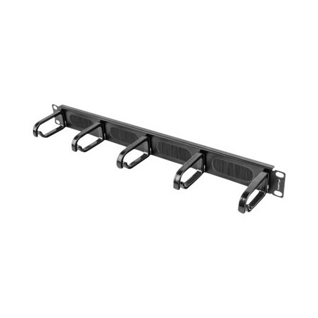 Lanberg 19" cable management brush panel 5 rings type B 1U | AK-1203-B | Black