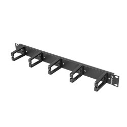 Lanberg 19" cable management panel with 5 plastic holders 1U type B | AK-1202-B | Black