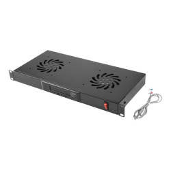 Lanberg 19" fan unit/ventilation panel with LCD 2 fans + thermostat 230V | AK-1502-B | Black