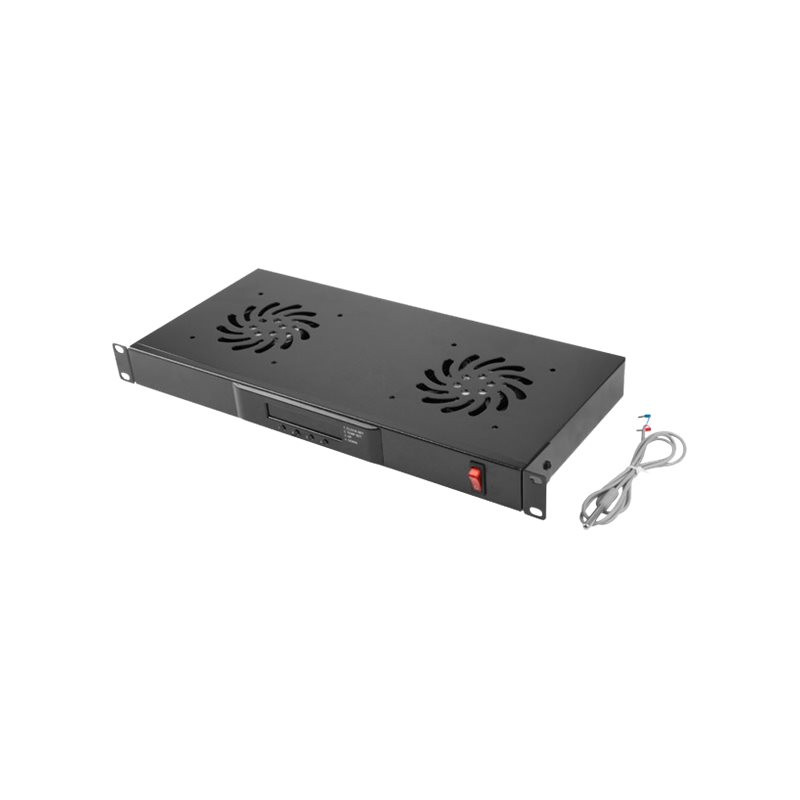 Lanberg 19" fan unit/ventilation panel with LCD 2 fans + thermostat 230V | AK-1502-B | Black