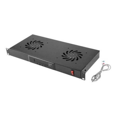 Lanberg 19" fan unit/ventilation panel with LCD 2 fans + thermostat 230V | AK-1502-B | Black