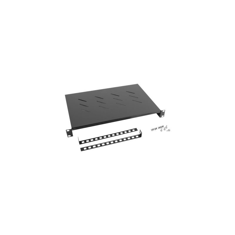 Lanberg 19" fixed shelf 1U/483x300mm, max load capacity up to 25kg | AK-1004-B | Black