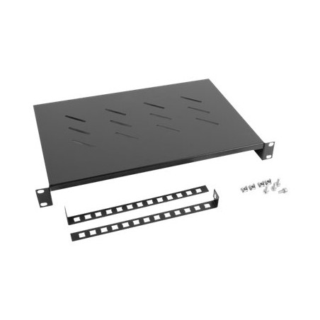 Lanberg 19" fixed shelf 1U/483x300mm, max load capacity up to 25kg | AK-1004-B | Black