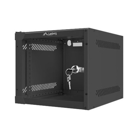 Lanberg Rack cabinet 10" wall-mount 4U/280x310 (flat pack) with glass door, black | Lanberg