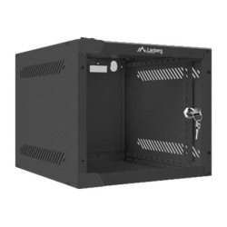 Lanberg Rack cabinet 10" wall-mount 4U/280x310 (flat pack) with glass door, black | Lanberg