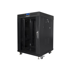 Lanberg Rack cabinet 19" free-standing 15U/600x600 (flat pack) with glass door lCD V2, black | Lanberg