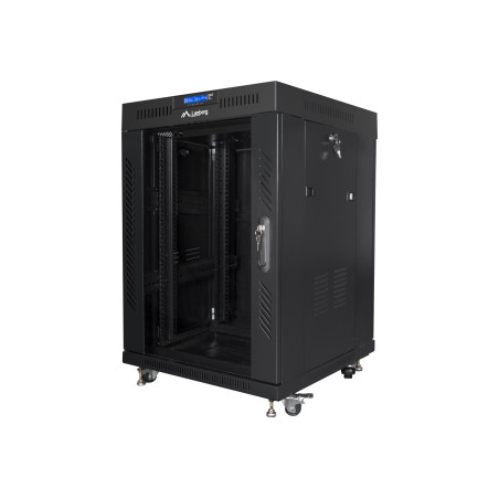 Lanberg Rack cabinet 19" free-standing 15U/600x600 (flat pack) with glass door lCD V2, black | Lanberg