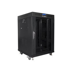 Lanberg Rack cabinet 19" free-standing 15U/600x600 (flat pack) with glass door lCD V2, black | Lanberg
