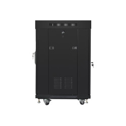 Lanberg Rack cabinet 19" free-standing 15U/600x600 (flat pack) with glass door lCD V2, black | Lanberg