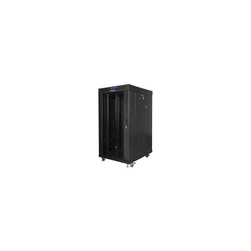 Lanbger Rack cabinet 19" free-standing 22U/800x800 (flat pack) with glass door lCD V2, black | Lanberg