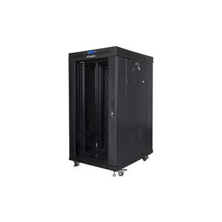 Lanbger Rack cabinet 19" free-standing 22U/800x800 (flat pack) with glass door lCD V2, black | Lanberg