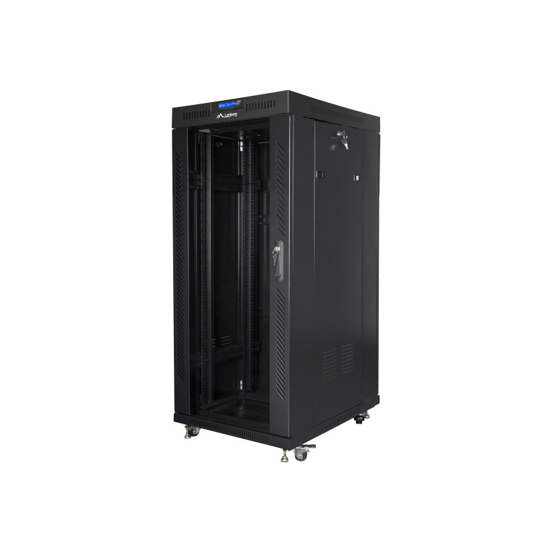 Lanberg Rack cabinet 19" free-standing 27U/800x1000 (flat pack) with glass door lCD V2, black | Lanberg