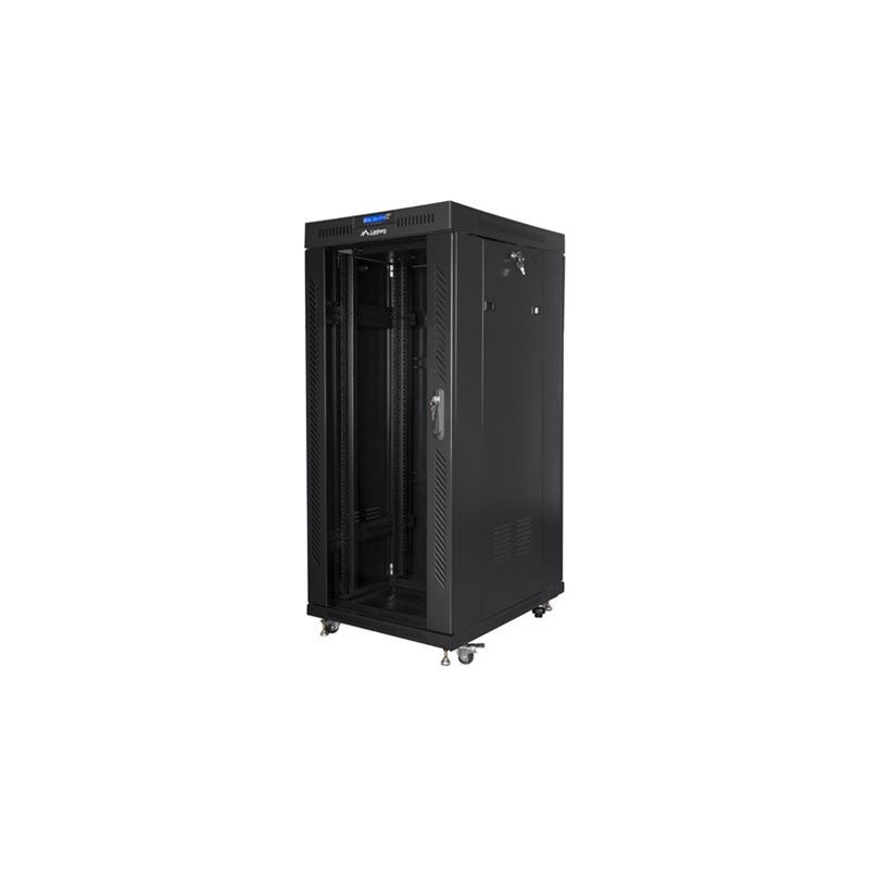 Lanberg Rack cabinet 19" free-standing 27U/800x1200 (flat pack) with glass door lCD, black | Lanberg