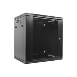 Lanberg Rack cabinet 19" wall-mount 12U/600x450 (flat pack) with glass door V2, black | Lanberg