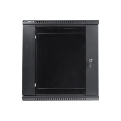 Lanberg Rack cabinet 19" wall-mount 12U/600x450 (flat pack) with glass door V2, black | Lanberg
