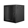 Lanberg Rack cabinet 19" wall-mount 12U/600x600 (flat pack) with glass door V2, black | Lanberg
