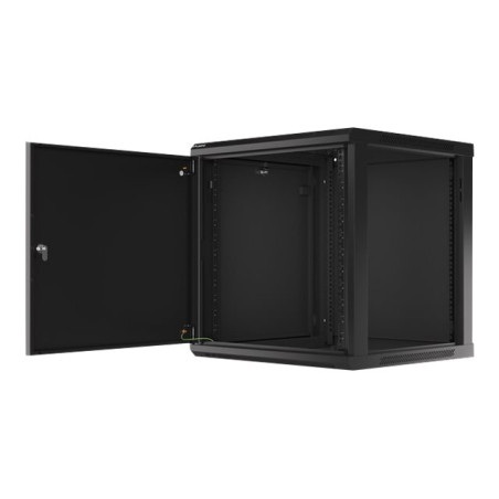 Lanberg Rack cabinet 19" wall-mount 12U/600x600 for self-assembly with metal door (flat pack), black | Lanberg