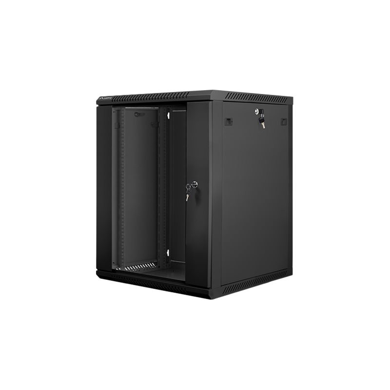 Lanberg Rack cabinet 19" wall-mount 15U/600x600 (flat pack) with glass door V2, black | Lanberg