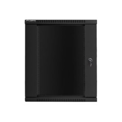 Lanberg Rack cabinet 19" wall-mount 15U/600x600 (flat pack) with glass door V2, black | Lanberg