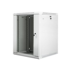Lanberg Rack cabinet 19" wall-mount 15U/600x600 (flat pack) with glass door V2, grey | Lanberg