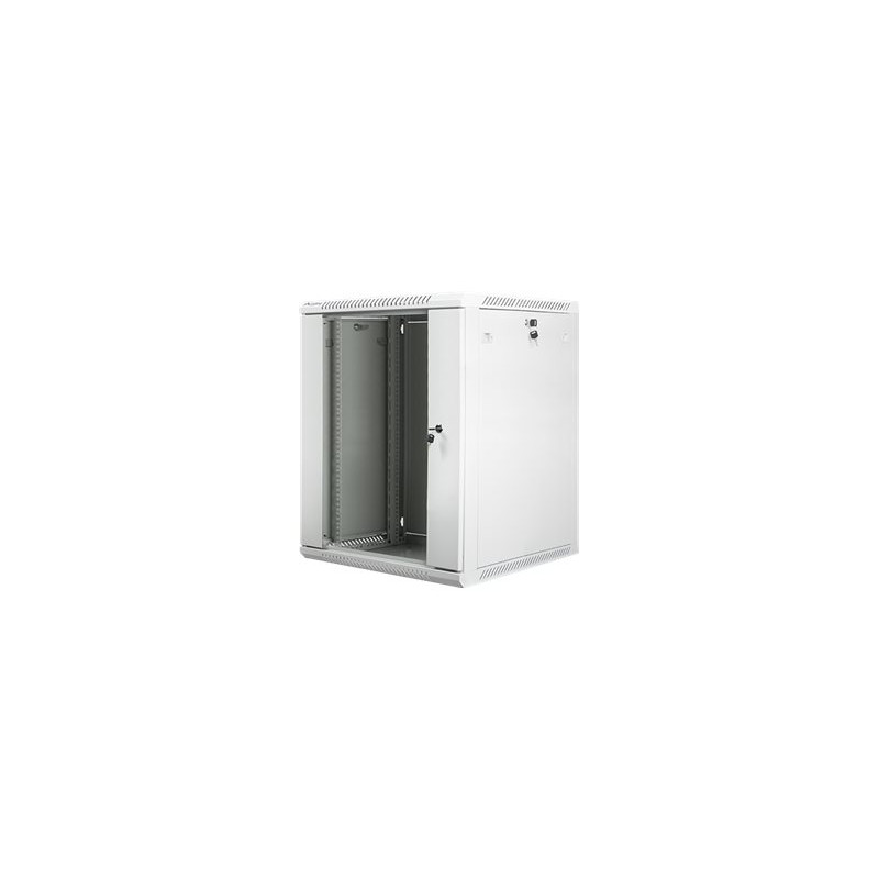 Lanberg Rack cabinet 19" wall-mount 15U/600x600 (flat pack) with glass door V2, grey | Lanberg