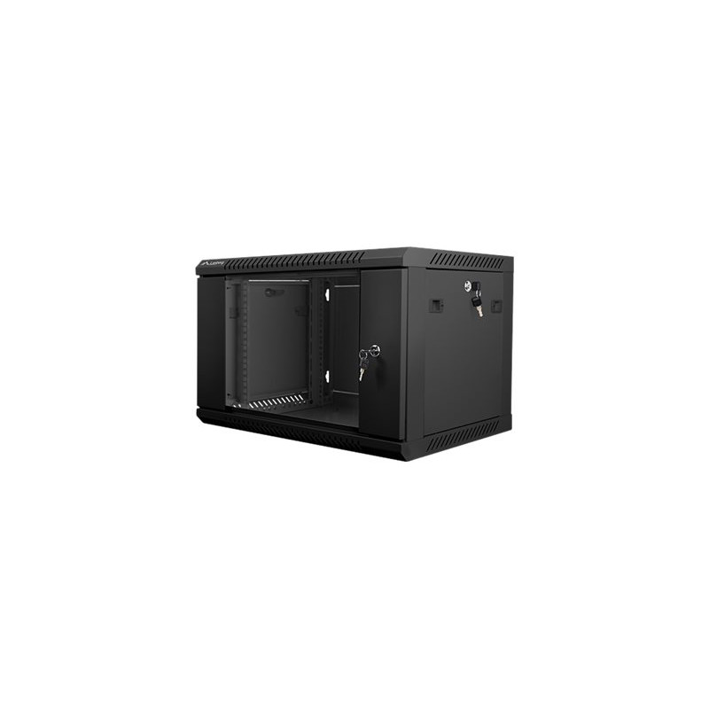 Lanberg Rack cabinet 19" wall-mount 6U/600x450 (flat pack) with glass door V2, black | Lanberg