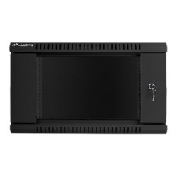 Lanberg Rack cabinet 19" wall-mount 6U/600x450 (flat pack) with glass door V2, black | Lanberg