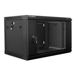 Lanberg Rack cabinet 19" wall-mount 6U/600x450 (flat pack) with glass door V2, black | Lanberg