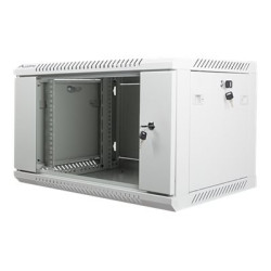 Lanberg Rack cabinet 19" wall-mount 6U/600x450 (flat pack) with glass door V2, grey | Lanberg